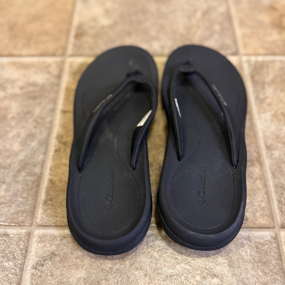 Columbia Rostra PFG Black Flip Flops Sandals Women 6 YL1037-010